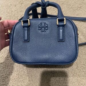 Caviar Leather Tassel Trim Crossbody Tory Burch